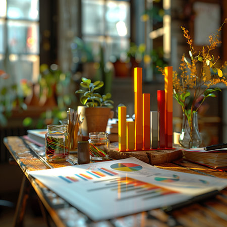 business chart on the table in the office, business concept, selective focusの素材