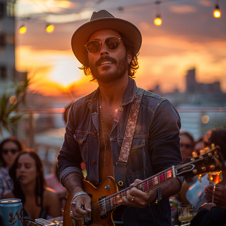 Group of musicians performing on the streets of Faro.の素材