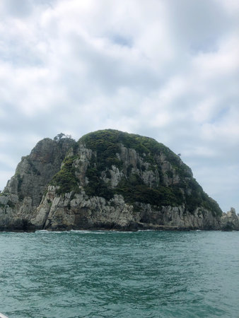 View of the island of Phi Phi Don from the sea, Thailandの写真素材