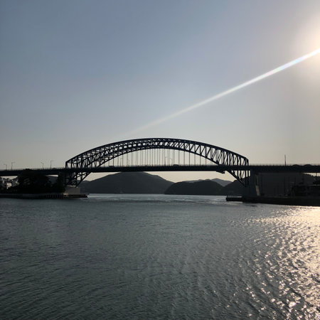 Sydney Harbor Bridge, Sydney, Australia, with the sun shiningの写真素材