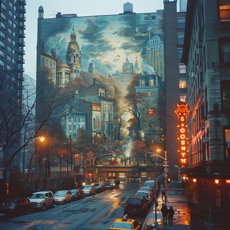 Street view of Manhattan in New York City, USA.の素材