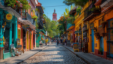 Street view of Cartagena, Colombiaの素材