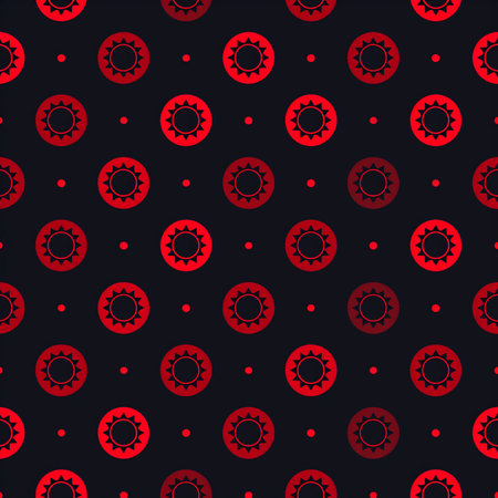 Seamless pattern with red circles on dark background. Vector illustration.の素材