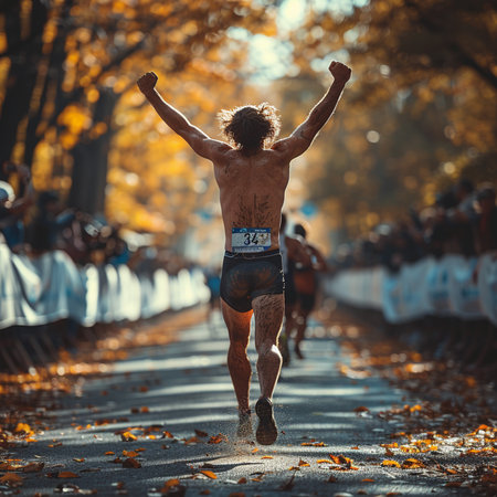 Winner of the Stockholm Marathon.の素材