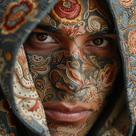 Closeup portrait of a beautiful african american woman with maskの素材