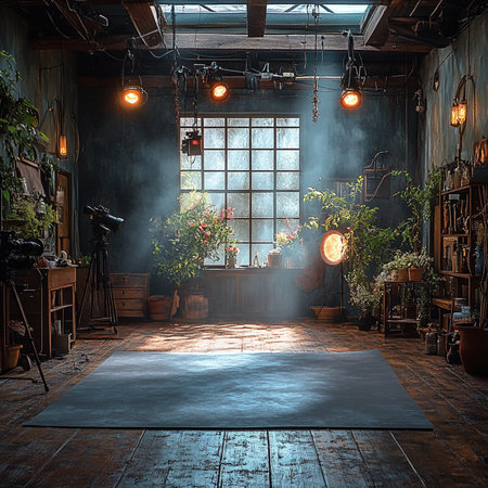 Interior of an old abandoned factory. 3D Rendering.の素材