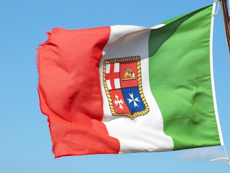 Old Italian flag on the mast      の写真素材