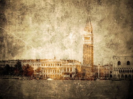 Venice. Retro postcard    のeditorial素材