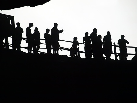 Silhouettes on the white background の写真素材