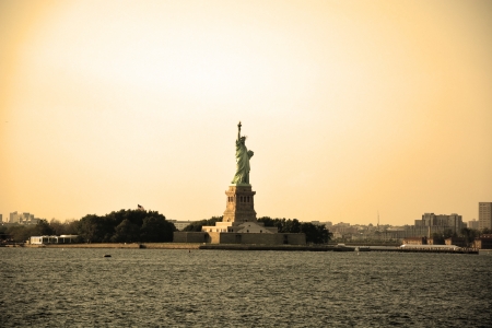 Statue of Liberty in sepia toneの写真素材