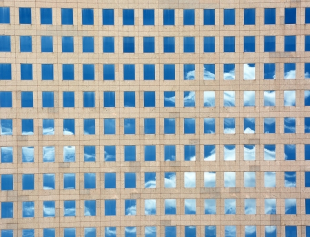 Architectural background with clouds reflectionのeditorial素材