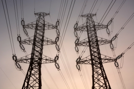 Electric towers  Sepia toned