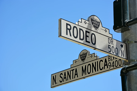 BEVERLY HILLS, CA - AUG 21  Road sign in Beverly Hills, Ca on Aug  21, 2013  Beverly Hills is world-famous for its luxurious culture and famous residentsのeditorial素材