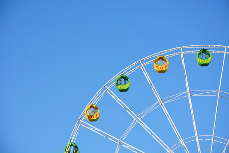 Part of the big wheel with blue sky backgroundの写真素材