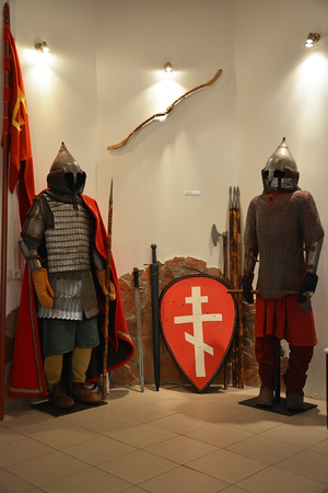 SAINT-PETERSBURG, RUSSIA - 04 OCTOBER, 2014. Interior of the museum of Nevskaya battle in Ust-Zhora, Saint-Petersburg, Russiaのeditorial素材