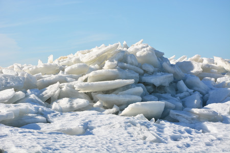 Polar landscape- ice on the frozen seaの写真素材