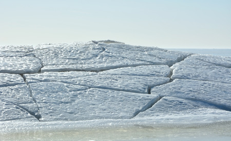Polar landscape- ice on the frozen seaの写真素材