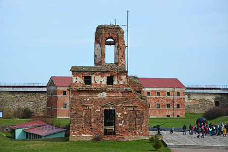 SHLISSELBURG RUSSIA MAY 01: Ruins of the cathedral of St. John the Baptist at the Oreshek fortress...