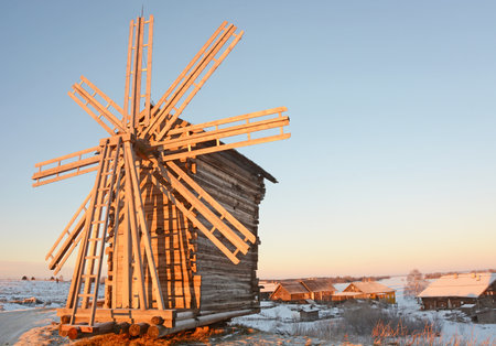 Old wooden windmill, Kizhi Island, Karelia