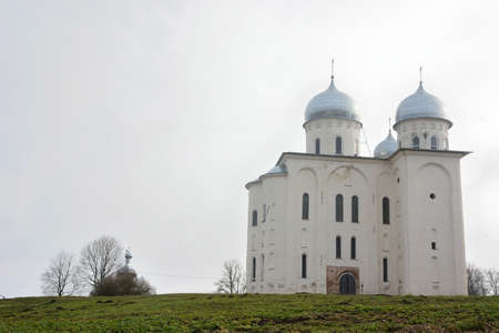 St. George's Cathedral of St. George's Monastery at the source of the Volkhov River, on the shore of...