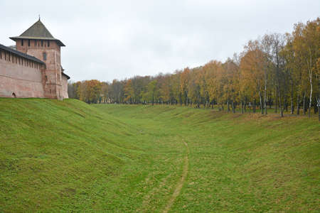 Novgorod Kremlin in autumn season. Veliky Novgorod, a historical city in Russia that is over 1000 years oldの写真素材