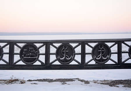 Metal fence of the Petrozavodsk embankment. Russia, Karelia Republicのeditorial素材