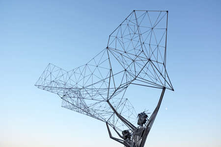 PETROZAVODSK, REPUBLIC OF KARELIA, RUSSIA, JANUARY 06 2017: Monument to two fishermen - American and Russian, symbolizing the friendship of the peoples of the states, on the embankment of Lake Onega, a symbol of the capital city of Karelia, a gift from thのeditorial素材