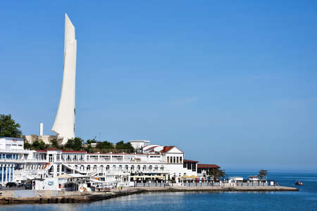 SEVASTOPOL, CRIMEA - MAY 30, 2019: Sevastopol Bay. The embankment of Admiral Klokachev