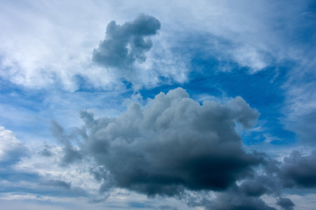 Fluffy clouds on the blue sky. natural background