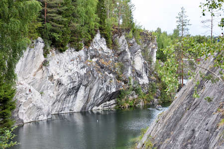 Famous marble canyon in Ruskeala, Russiaの写真素材