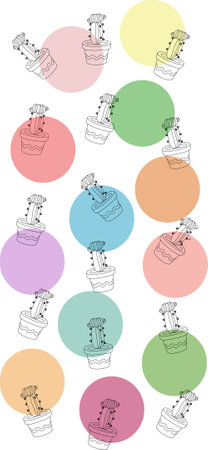 colorful background with many cactiのイラスト素材