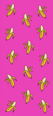 pink background with yellow bananasのイラスト素材