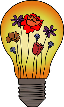 light bulb glows with flowers insideのイラスト素材