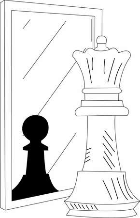 chess queen looks in the mirrorのイラスト素材