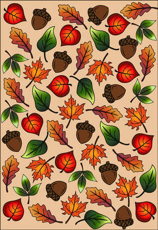 image background acorn with leavesのイラスト素材