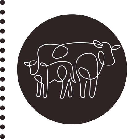 inseparable cows from curved lines, on the coverのイラスト素材