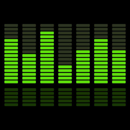 equalizer green with mirror image on black backgroundのイラスト素材