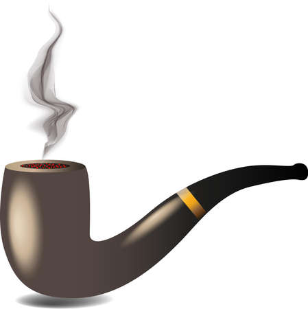 vector illustration of classic smoking pipe with smokeのイラスト素材