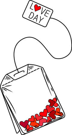 series of tea bag vector images love dayのイラスト素材