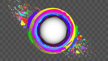 Paint dust splash with particles. Vector circle with splashes of paint on a black background.のイラスト素材