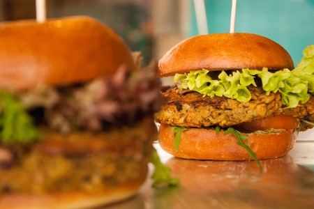 Fresh handmade vegan burgersの写真素材