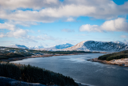 Icy, snowy cloudy and wet surroundings in Scotlandの写真素材