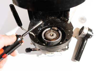 repair of the coffee machine photo. disassembled coffee machineの写真素材