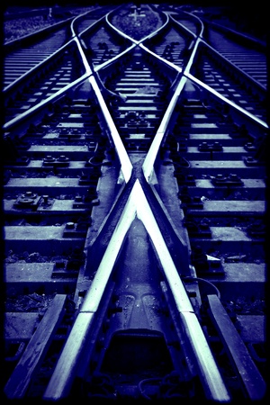 railway  crossroad arrowsの写真素材