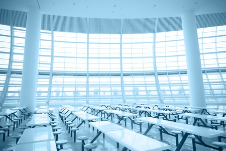 spacious interior space and glass wall,Space inside some tables and chairsのeditorial素材