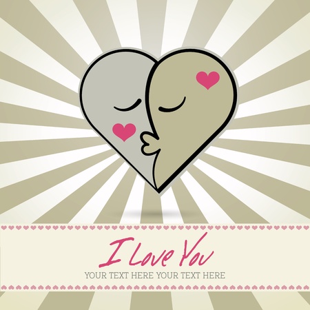 Abstract one heart from two faces,Symbol of love,for valentine's dayのイラスト素材