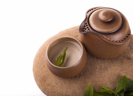 chinese tea ceremony with white background with space for your text and imageの写真素材