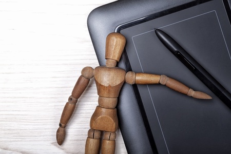 digitizer table and artistの写真素材