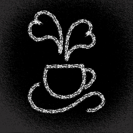 Cup of hot coffee  Heart-shaped steaming On the blackboard Vector eps10 illustration のイラスト素材