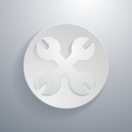 simple paper-cut style, circular icon, wrench のイラスト素材